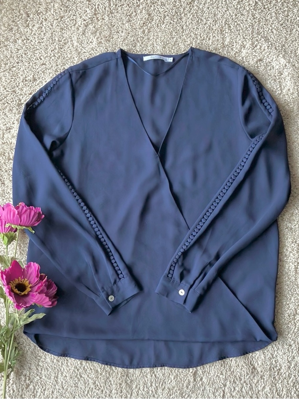 Kashion | Navy Blue Long Sleeve Blouse
